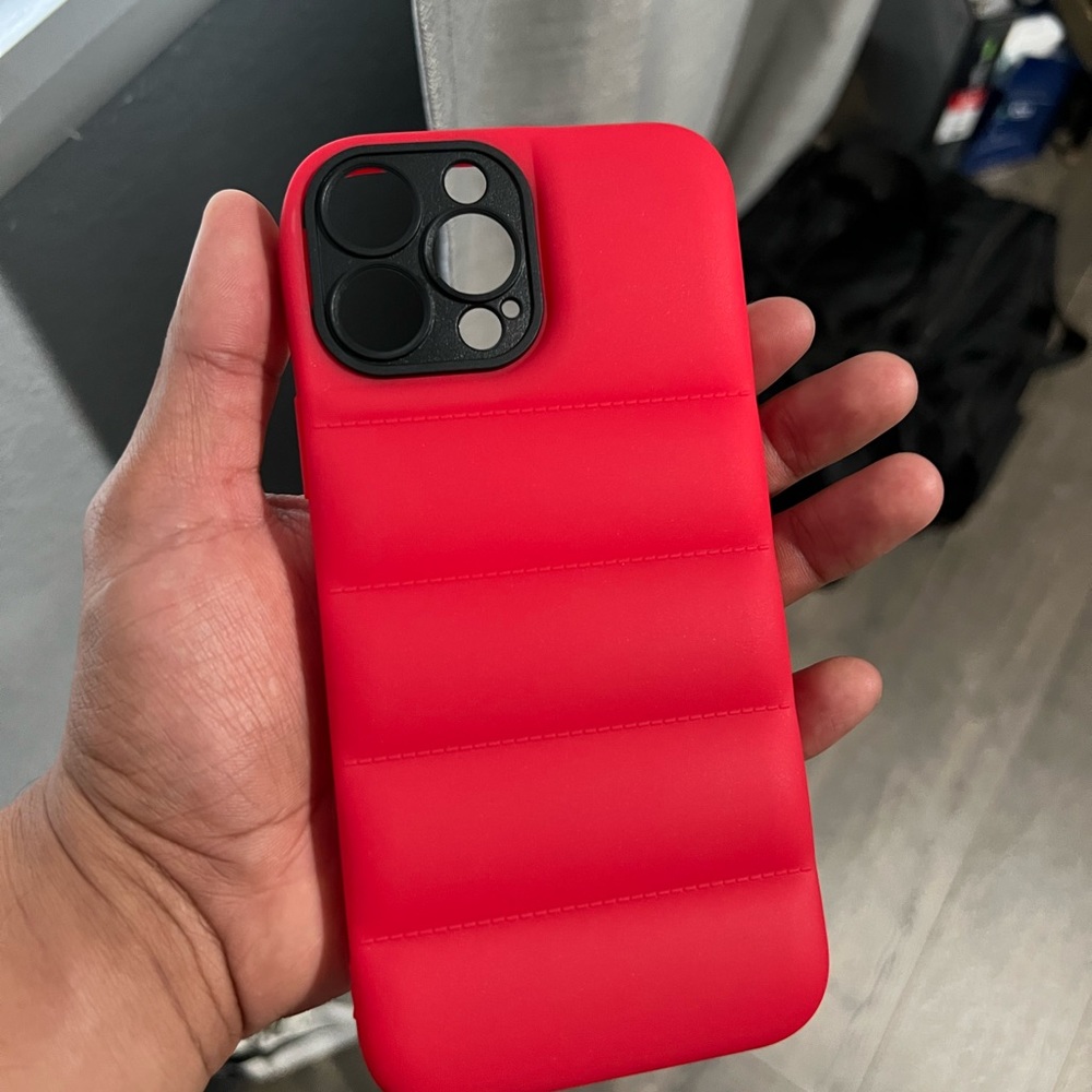 iPhone 13 pro max puffer case (red) brand new